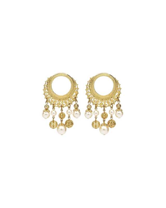Round Pearly Drop Earrings